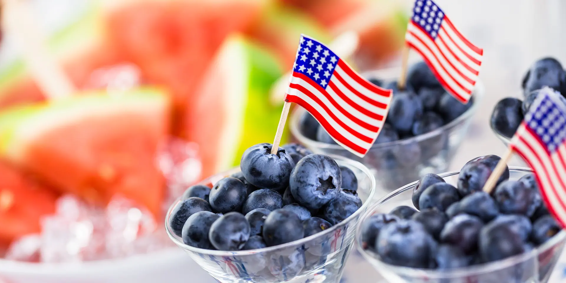 A patriotic display of fresh fruit