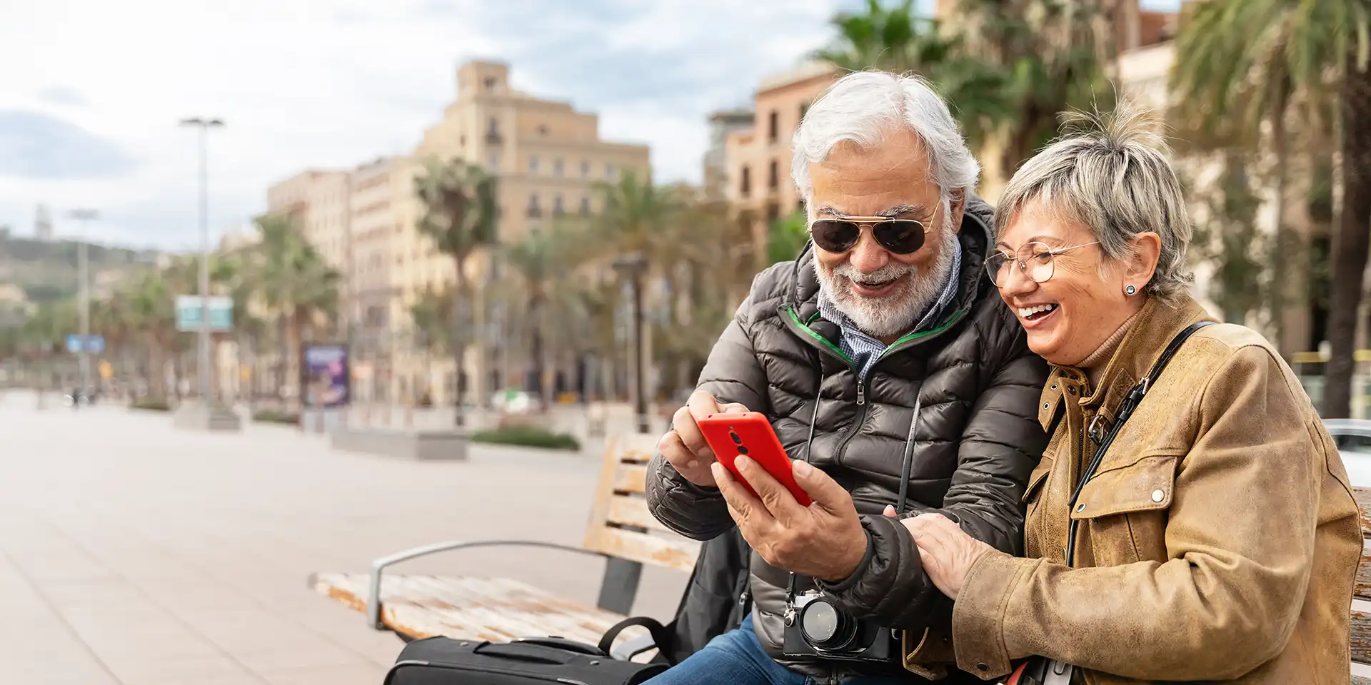 Senior couple traveling