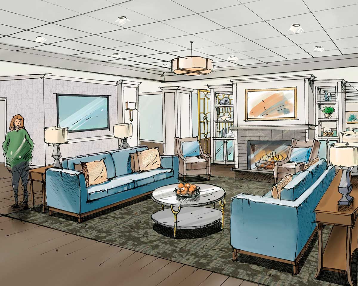 Healthcare living room rendering
