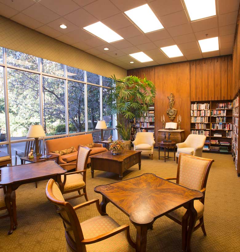 Library inside Canterbury Court retirement community